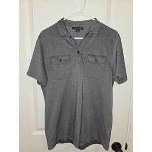 Michael Kors Polo Shirt Mens Gray Short Sleeve 2 Pockets Cotton Polyester SZ M